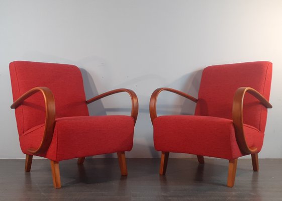 Art Deco Czech Renovated H262 Armchairs by Jindrich Halabala Design for Up Zavody, 1930s, Set of 2-EYI-1143896