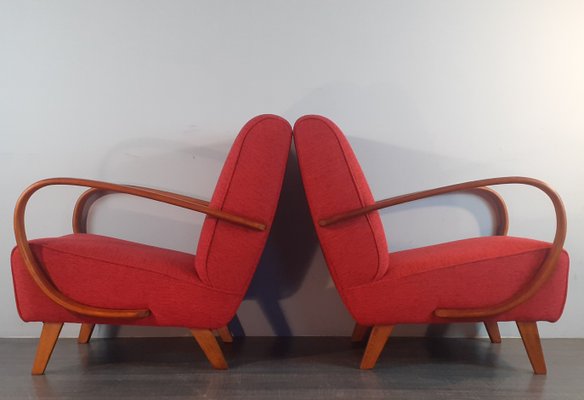 Art Deco Czech Renovated H262 Armchairs by Jindrich Halabala Design for Up Zavody, 1930s, Set of 2-EYI-1143896