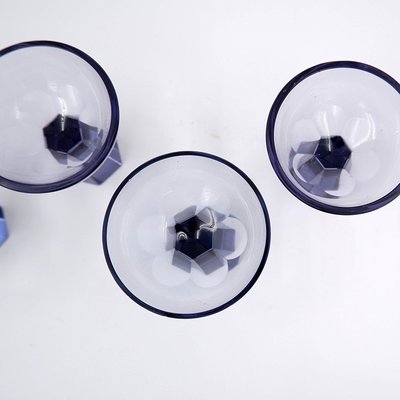 Art Deco Czechian Blue Cut Crystal Cocktail Set, 1930, Set of 5-NYF-2019133