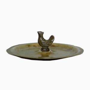 Art Deco Danish Ashtray in Brass & Zinc with Chicken from H.F. Ildfast, 1930s-VRE-753998