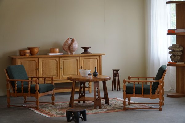 Art Deco Danish Octagon Sofa-Side Table in Oak, 1930s-MXF-1718863