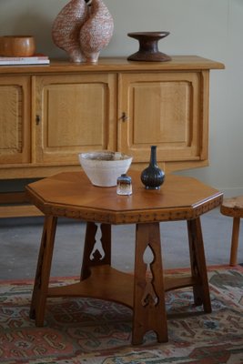 Art Deco Danish Octagon Sofa-Side Table in Oak, 1930s-MXF-1718863