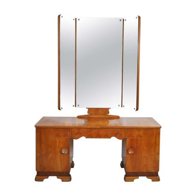 Art Deco Danish Vanity Desk with Tri-Folding Mirror, 1930s-HPQ-1176790