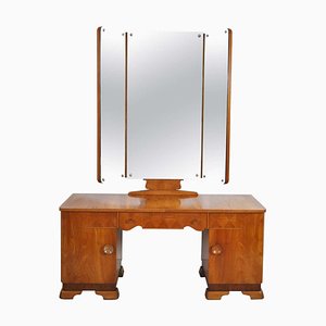 Art Deco Danish Vanity Desk with Tri-Folding Mirror, 1930s-HPQ-1176790