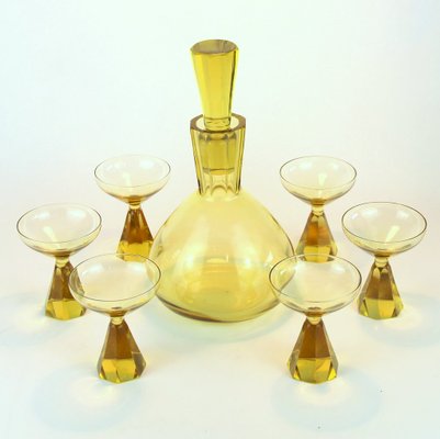 Art Deco Decanter and Glasses Set from Val Saint Lambert, 1930s, Set of 7-NE-688567