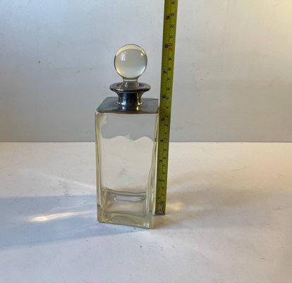 Art Deco Decanter in Glass and White Metal, 1930s-LCR-1228764