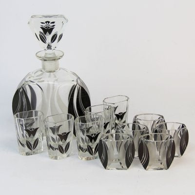 Art Deco Decanter Set with Glasses by Karl Palda, 1920s, Set of 11-NE-1794669