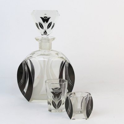 Art Deco Decanter Set with Glasses by Karl Palda, 1920s, Set of 11-NE-1794669