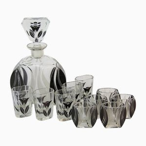 Art Deco Decanter Set with Glasses by Karl Palda, 1920s, Set of 11-NE-1794669