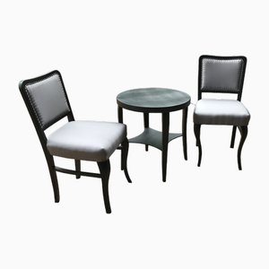 Art Deco Dining Chairs with the Table, 1920s, Set of 3-OXJ-1727684