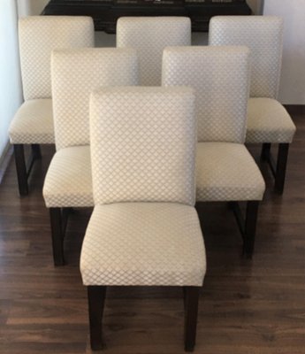 Art Deco Dining Chairs with Upholstery, Italy, Set of 6-PSK-1003066