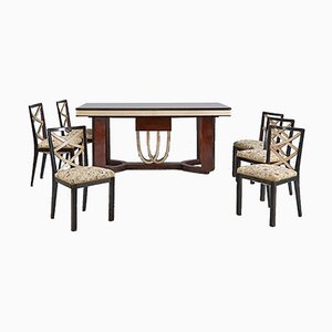 Art Deco Dining Room Set, Italy, 1930s, Set of 11-HWV-1013160