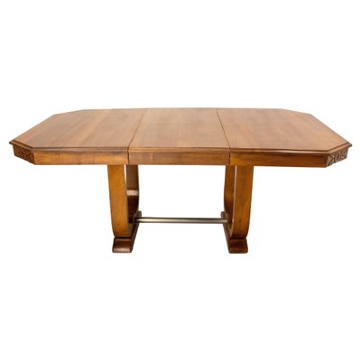 Art Deco Dining Walnut Table with Central Extension, France, 1930s-RIU-1741884