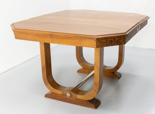 Art Deco Dining Walnut Table with Central Extension, France, 1930s-RIU-1741884