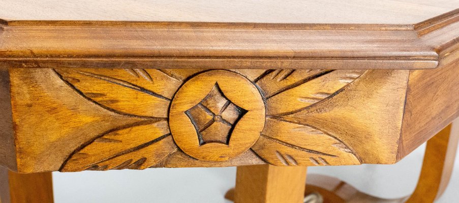 Art Deco Dining Walnut Table with Central Extension, France, 1930s-RIU-1741884