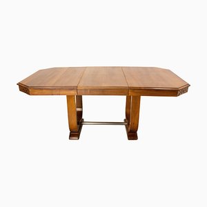 Art Deco Dining Walnut Table with Central Extension, France, 1930s-RIU-1741884