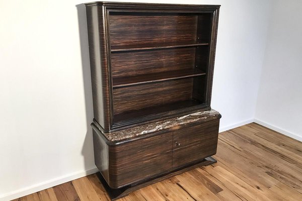 Art Deco Display Case or Bookcase in Macassar with Marble Top, Paris, 1920s-VMP-1061488