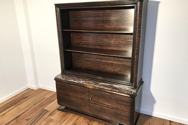 Art Deco Display Case or Bookcase in Macassar with Marble Top, Paris, 1920s-VMP-1061488