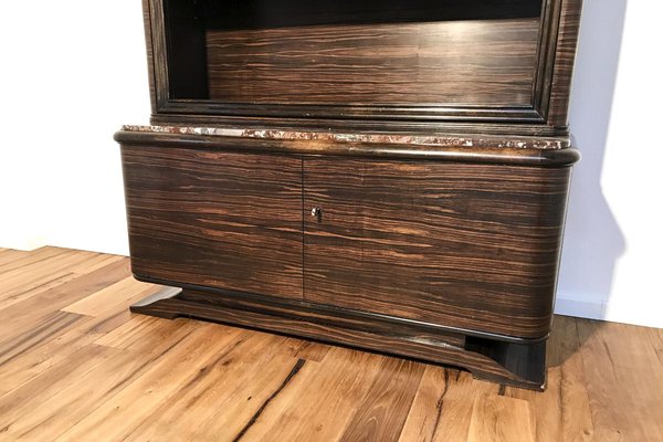 Art Deco Display Case or Bookcase in Macassar with Marble Top, Paris, 1920s-VMP-1061488