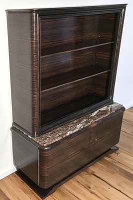 Art Deco Display Case or Bookcase in Macassar with Marble Top, Paris, 1920s-VMP-1061488