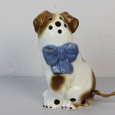 Art Deco Dog Table Lamp in Porcelain, 1930s-NE-1408619