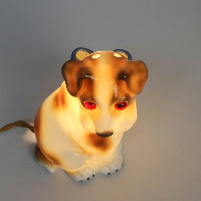 Art Deco Dog Table Lamp in Porcelain, 1930s-NE-1408619