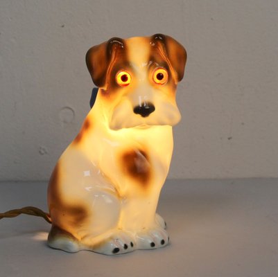 Art Deco Dog Table Lamp in Porcelain, 1930s-NE-1408619