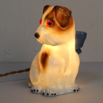 Art Deco Dog Table Lamp in Porcelain, 1930s-NE-1408619