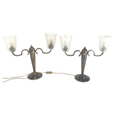 Art Deco Double Arm Lamps by Degué, 1940s, Set of 2-JUZ-1782995