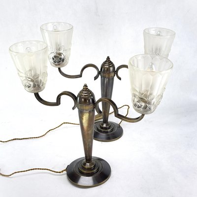 Art Deco Double Arm Lamps by Degué, 1940s, Set of 2-JUZ-1782995