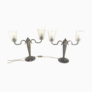 Art Deco Double Arm Lamps by Degué, 1940s, Set of 2-JUZ-1782995