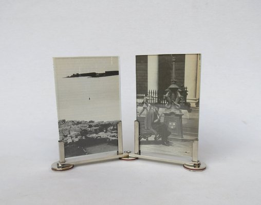 Art Deco Double Picture Frame in Nickel-Plating, 1920s-EY-1768757