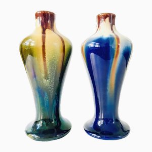 Art Deco Drip Glaze Ceramic Vases from Thulin, 1890s, Set of 2-BMU-2004595