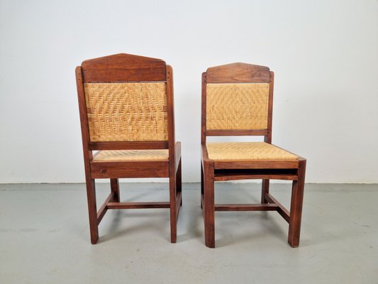 Art Deco Dutch Haagse School Oak Rattan Chair, 1930s, Set of 2-AXJ-2022476