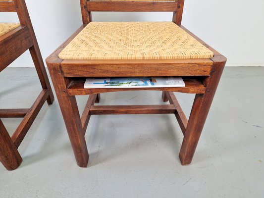 Art Deco Dutch Haagse School Oak Rattan Chair, 1930s, Set of 2-AXJ-2022476