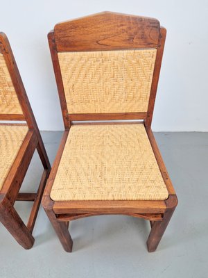 Art Deco Dutch Haagse School Oak Rattan Chair, 1930s, Set of 2-AXJ-2022476