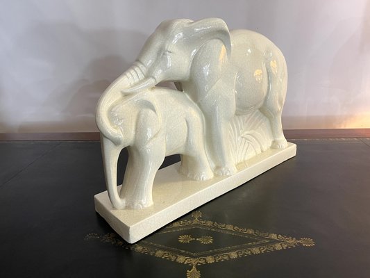 Art Deco Elephant and Calf by Charles Lemanceau for Saint Clément, France, 1930s-EUT-1813883