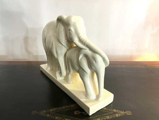 Art Deco Elephant and Calf by Charles Lemanceau for Saint Clément, France, 1930s-EUT-1813883