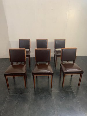 Art Deco Elm, Maple & Leatherette Dining Chairs, 1940s, Set of 6-IJR-842587