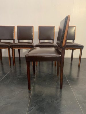 Art Deco Elm, Maple & Leatherette Dining Chairs, 1940s, Set of 6-IJR-842587