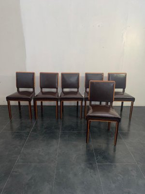 Art Deco Elm, Maple & Leatherette Dining Chairs, 1940s, Set of 6-IJR-842587