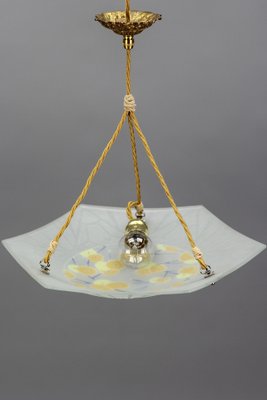 Art Deco Enameled and Frosted Glass Pendant Light from Loys Lucha, 1930s-KEG-1181923