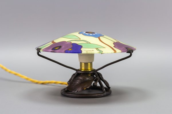 Art Deco Enameled Glass Table Lamp by Maxonade Verrier Dart, Paris-KEG-999534