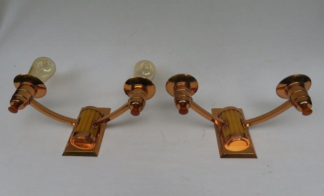 Art Deco English Catalin Butterscotch Colored Sconces, Set of 2-EY-623962