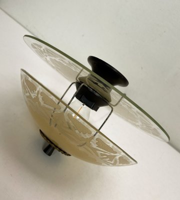 Art Deco Etched Glass Ceiling Lamp, 1920s-WZZ-1786814