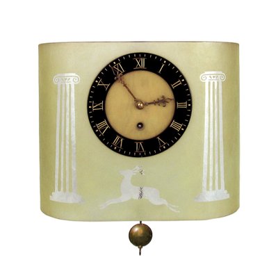 Art Deco Etched Glass Pendulum Clock by Glösner, 1930s-YGE-1353060