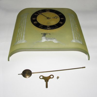 Art Deco Etched Glass Pendulum Clock by Glösner, 1930s-YGE-1353060