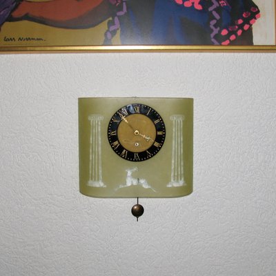 Art Deco Etched Glass Pendulum Clock by Glösner, 1930s-YGE-1353060