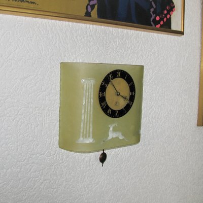 Art Deco Etched Glass Pendulum Clock by Glösner, 1930s-YGE-1353060