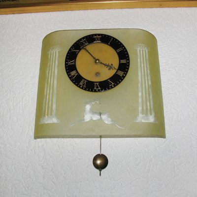 Art Deco Etched Glass Pendulum Clock by Glösner, 1930s-YGE-1353060